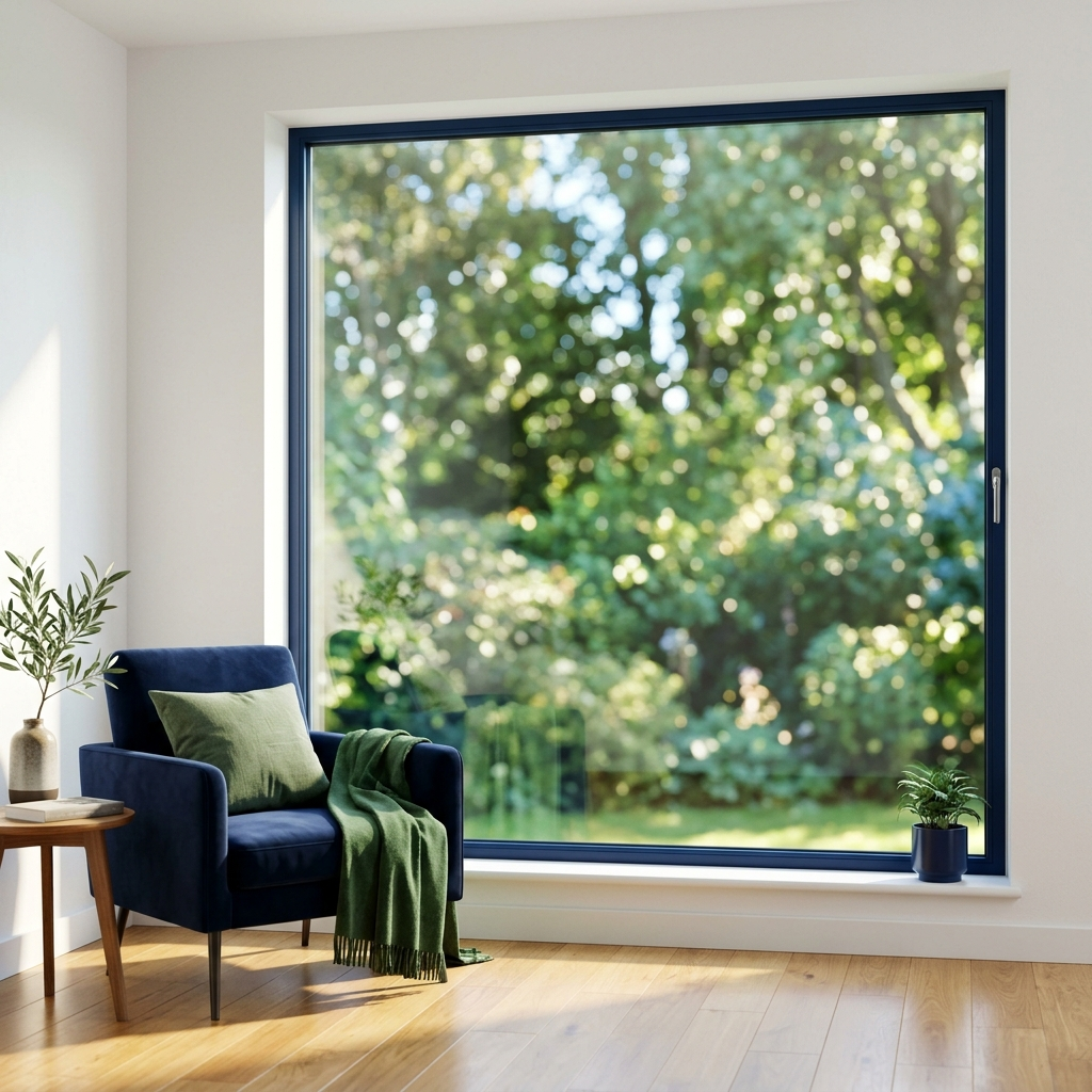 Spotless glass window with sunlight
